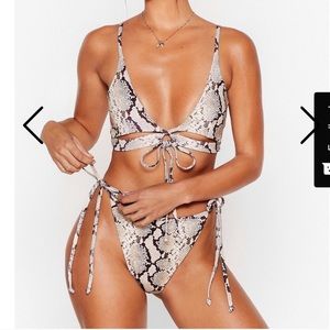 NastyGal Snakeskin Tie up Bikini